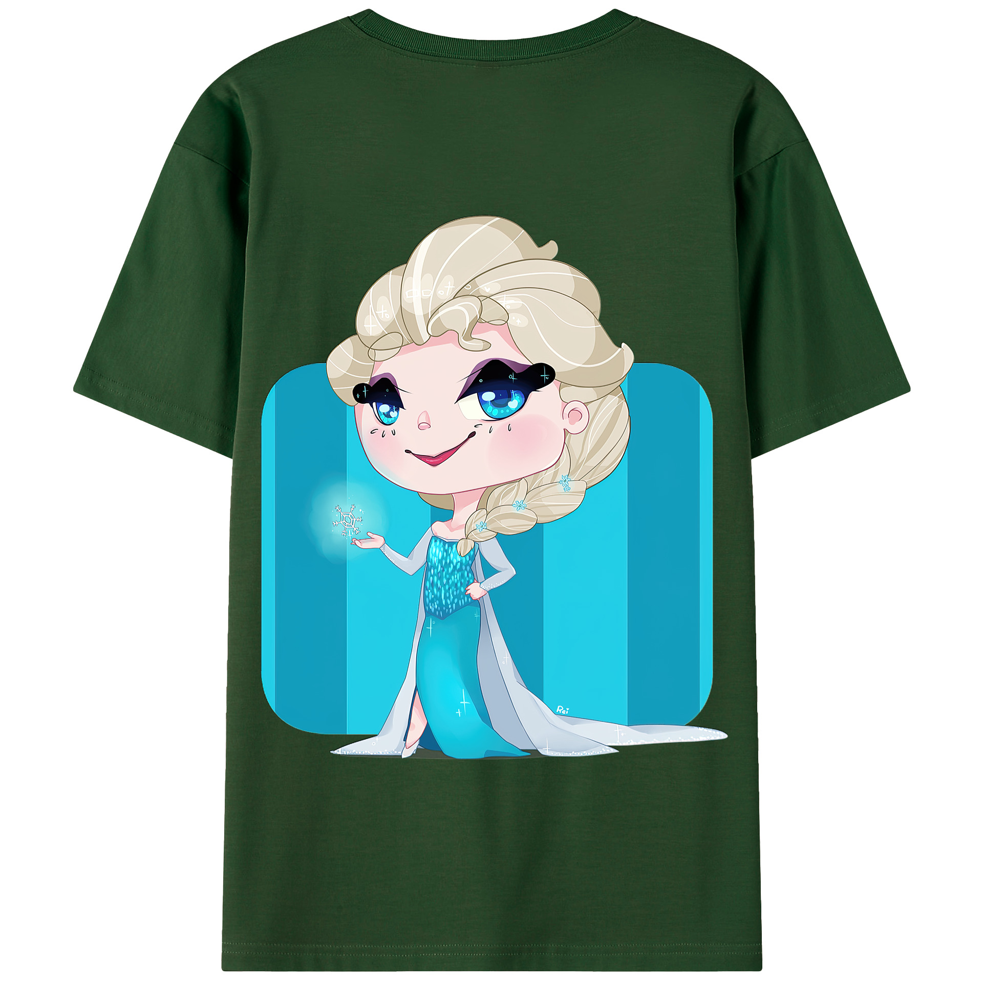 （画像用） アナと雪の女王 アンナ エルサ Frozen Anna Elsa 綿100％半袖Tシャツ（背面プリント）